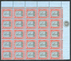 SELANGOR 1941 MSCA $1 Black & Red/blue Lower Right UM Plate Block Of 25, Usual Gum Toning, SG.86, Cat. £600+ - Autres & Non Classés
