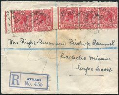 1922-34 Group Of Commercial Reg Covers, 1922 1d (5) Used Locally With ATUABO/CROWN & Reverse C.d.s, With AXIM/CROWN, - Autres & Non Classés