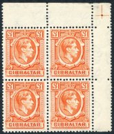 1938 £1 Orange, Superb UM Marginal Block Of Four SG.131. (4) Cat. £168 - Autres & Non Classés