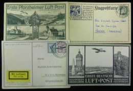 1912-27 Selection Of Four Flown Cards Incl. 1912 Bavaria 25pf Card Cancelled Flugpost/Munchen Circular D/stamp, 1912 Pio - Autres & Non Classés