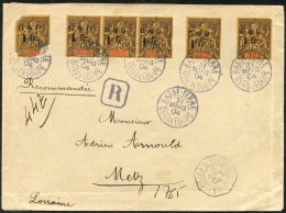 GUADELOUPE 1904 Reg Envelope To France Bearing 1f On 75c Violet/yellow (Yv 49) X3, And 1f On 75c Violet/yellow (Yv 49a) - Autres & Non Classés