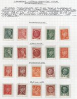 1941-42 Non-hinged Selection On Leaves Of Petain & Laval Issues To 2fr (10 Vals) Together With Corresponding London - Autres & Non Classés