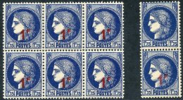 1941 1f On 1f.75 Vertical Pair, Top Stamp With Surcharge Omitted UM, Also Block Of Six Normals Accompanies, Maury 486d. - Autres & Non Classés