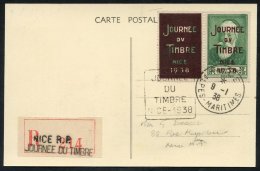 1935 Special Cover For 'Journee Dv Timbre' Franked 30c + 10c Anatole Pair - Both With Ovpt & 1st In Negative, Tied B - Autres & Non Classés