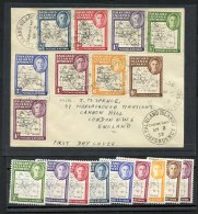 1946 Map Set Of Nine (mixed Thick & Thin), Together On A Cover To England, Tied Graham Land My.2.52 C.d.s's, Also 19 - Autres & Non Classés