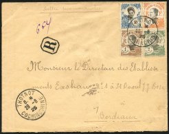 INDO-CHINA 1925 Reg Envelope To France Bearing 1c Brown (Yv.100), 2c Green (Yv.101), 4c Orange (Yv.103) & 10c Blue ( - Autres & Non Classés