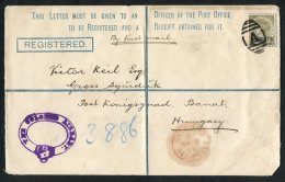 1888 Sept 11th 15c On 12c Reg Envelope, Size H To Hungary With Added DLR Surcharge 56c On 96c Drab For Double 1oz Rate, - Autres & Non Classés