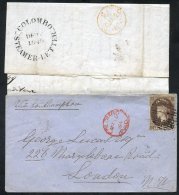 1844-49 Pair Of EL's To Aberdeen Or London, Circular Kandy Steamer Letter Or Colombo Steamer Letter, Also 1864-69 Cover - Autres & Non Classés