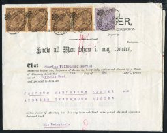 1896 Deed Of Transfer, Franked 10s & £1 (4) Revenues, Fiscally Used With Five Crowned Oval Deeds Registry 26 J - Autres & Non Classés