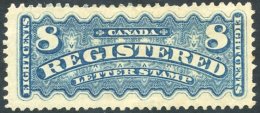 1875-92 Registration 8c Bright Blue M - Single Pulled Perf Left Side, SG.R8. (1) Cat. £450 - Autres & Non Classés