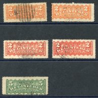 1875-92 Registration 2c Orange (2), 2c Rose Carmine (2)  5c, All Good To FU, SG.R1, R4 & R6. (5) - Autres & Non Classés