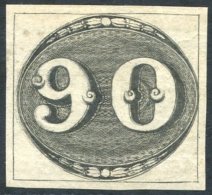 1843 90 Reis Bulls Eye, Early Printing With Wide Margins All Round, M With Full O.g, Extremely Fine & Fresh, Signed - Autres & Non Classés