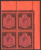 1951 Nov £1 P.13 UM Upper Right Corner Marginal Block Of Four Incl. The 'white Island' Flaw (Pos. 11), SG.121da, C - Autres & Non Classés