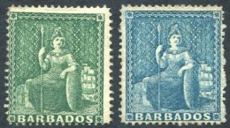 1861 Clean-cut Perf 14-16 No Wmk ½d Deep Green & 1d Pale Blue, Fine M Examples, SG.17/18. Cat. £930 - Autres & Non Classés