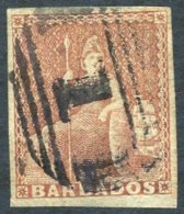 1852-55 Blued Paper Britannia 4d Brownish Red, FU Barred Oval 'I' SG.5. (1) Cat. £275 - Autres & Non Classés