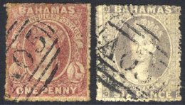 1861-62 No Wmk Rough Perf 14 To 16 1d Lake & 6d Grey Lilac Both FU With 'A05' Barred Ovals, SG.4 & 6. (2) Cat. & - Autres & Non Classés