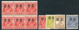 OFFICIALS 1932-33 'OS' 2d, 4d & 6d, Fine M, SG.O125/7, 3d UM, SG.O131 & 2d UM Block Of Six, SG.130 (10) Cat. &po - Autres & Non Classés