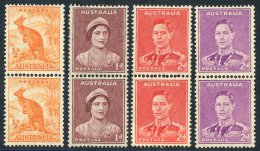 1937-49 KGVI Defin Coil Pairs Set ½d, 1d, 2d Scarlet  2d Bright Purple, Fine M (or UM), SG.179b, 181a, 184a & - Autres & Non Classés