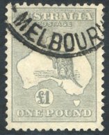 1931-36 £1 Grey, Used At Melbourne, Centred High, SG.137. (1) Cat. £275 - Autres & Non Classés