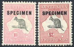 1929-30 10s & £2 (pulled Perf At Top) Set Of Two Ovpts SPECIMEN, Fresh M, SG.112s & 114s. (2) Cat. £ - Sonstige & Ohne Zuordnung