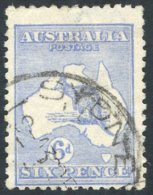 1915-27 6d Ultramarine, Variety 'leg Of Kangaroo Broken' Lightly Cancelled, Centered Low, Variety Very Clear, SG.38da. ( - Autres & Non Classés