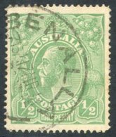 1914-20 ½d Line Perf 14¼ VFU C.d.s. For 17th Mr 16, Has A Shortish Perf At Right, SG.20a. (1) Cat. £ - Autres & Non Classés