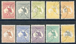 1913-14 1d, 2d, 3d, 4d Orange, 4d Yellow Orange, 5d, 6d, 9d, 1s & 5s - All Superb U With Melbourne C.d.s. (10) Cat. - Sonstige & Ohne Zuordnung