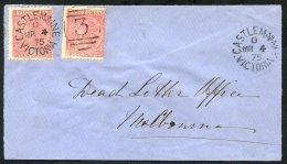 1875 Envelope To Dead Letter Office, Melbourne, Franked Two 4d Shades (SG.110) Tied By Superb Castlemaine Duplex H/stamp - Sonstige & Ohne Zuordnung