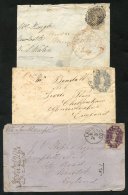 1864 6d Grey Violet (SG.46) On Cover Cut Down At Left With Red GPO Hobart Town/Crown C.d.s, Reverse SHIP - LETTER SYDNEY - Sonstige & Ohne Zuordnung