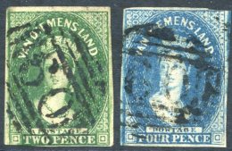 1855 2d Deep Green, Margins Virtually All Round, Just Touched Lower Left & Corner Crease, 4d Deep Blue, Just Four Ma - Autres & Non Classés