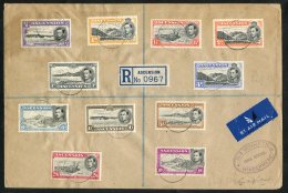 1946 Registered Airmail Cover To England Bearing A Complete Set Of P.13 KGVI Defins (11) - All Tied By Fine C.d.s's. Sta - Autres & Non Classés