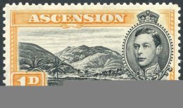 1938-53 1d Black & Yellow-orange P.13, Variety 'mountaineer Flaw' M But Tiny Gum Thin, SG.39ba. (1) Cat. £275 - Sonstige & Ohne Zuordnung