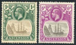 1924-33 1d & 6d Badge, M Both With 'broken Mainmast' Variety, Both With Crease, SG.11a & 16a. Good Appearance. ( - Autres & Non Classés