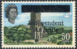 1967 Independent/Anguilla Opt On 50c St. George's Church Tower UM, SG.12. RARE. (1) Cat. £5500 - Autres & Non Classés