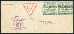 1933 9th South America Flight Century Of Progress Exposition Cover, Franked USA 50c Zeppelin (4) - Two Pairs (SG.A732), - Autres & Non Classés