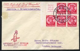 1933 5th South America Flight Cover, Franked Obverse Booklet Pane 12pf Frederick Pane Of Five + Label, Reverse 6pf Pane - Autres & Non Classés