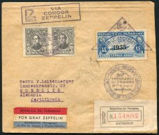 1932 LZ127 Paraguayan Flight Cover, Franked Vals Incl. 8p & 20p Graf Zeppelin Issues, Tied With Bluish Violet Confir - Autres & Non Classés