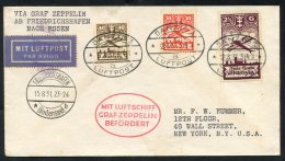 1931 Danzig Flight To New York, Franked 10pf, 40pf & 2½g Airs, Tied Oval Danzig D/stamp, On Board Red Oval Ca - Autres & Non Classés