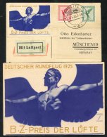 1925 Ludwig Houlwein Poster Postcard Unused Together With An Airmail Postcard Franked By 5pf & 10pf Airs, Tied 'Gorl - Sonstige & Ohne Zuordnung