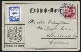 1913 Apr 21st Dusseldorf Flight, Special Card With Blue Vignette, Mi.9B. (1) - Autres & Non Classés