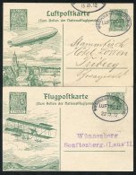 1912 Oct 13th & 22nd - Two Private Stationery 5pf Cards Flown Wiesbaden - Frankfurt (Main) Airship LZII (Victoria Lu - Sonstige & Ohne Zuordnung