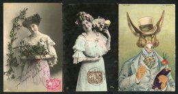 BOX Containing 320 Cards Incl. Novelty, Comic, Animals, Horse Racing, Interesting Correspondence Of Romantic Cards (113) - Non Classés