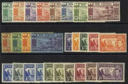 KGVI DEFIN SETS (2) New Hebrides 1938 Gold Currency Set M, SG.52/63, St. Helena 1938 Defin Set M, SG.131/140. (27) Cat. - Sonstige & Ohne Zuordnung