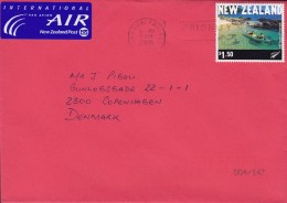 New Zealand INTERNATIONAL Par Avion AIR Label TARANAKI Fastpost 2001 Cover Brief Denmark $1.50 Stamp - Brieven En Documenten