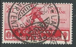 1934 REGNO USATO MEDAGLIE 20 CENT - U36-2 - Oblitérés