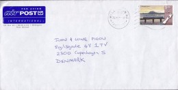 New Zealand International PAR AVION AIRpost Label WELLINGTON 1997 Cover Brief Denmark $1.80 Tauranga Harbour - Lettres & Documents