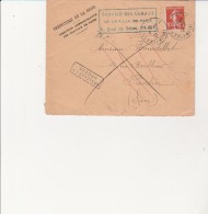 LETTRE PREFECTURE DE LA SEINE -OBLITERATION ADMINISTRATIVE SERVICE DES CANAUX DE LA VILLE DE PARIS -ANNEE 1912 - Maschinenstempel (Werbestempel)