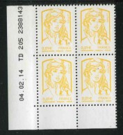 Bloc De 4 Timbres** Gommés De 2013 "0.01 € - Marianne De Ciappa - Phil@poste" Avec  Date 04 . 02 . 14 - 2010-2019