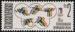 Czechoslovakia / Stamps (1986) 2744: 90 Years Czechoslovak Olympic Committee (logo: Sports); Painter: Vladimir Kovarik - Ungebraucht