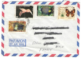 FRANCIA - France - Nouvelle Caledonie - 1990 - Air Mail - 4 Stamps - Fish And Butterly - Viaggiata Da Nouméa Per Berc... - Brieven En Documenten